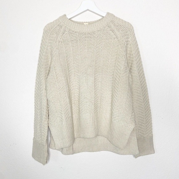 H&M Chunky Knit Slit Hem Slit Cuff Khaki Sweater M - Picture 1 of 9